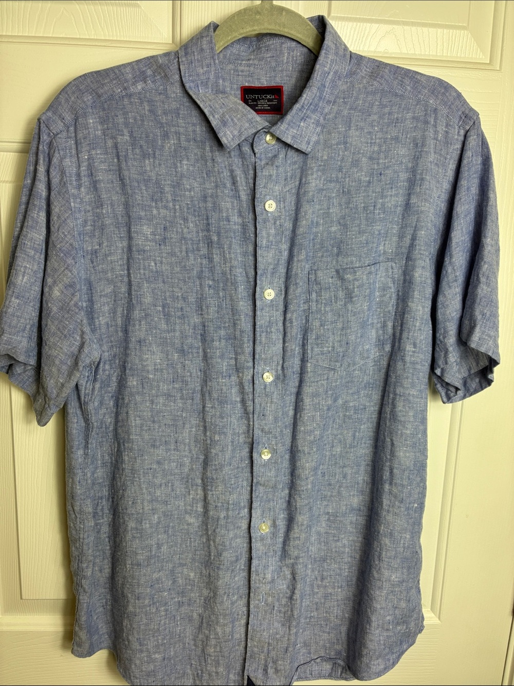 UNTUCKit Short-Sleeve Linen Button-Down in French Blue